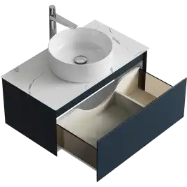 Тумба с раковиной подвесная Aqwella Geometria 80 GE01081GRM+STG814X476MW, со столешницей мрамор белый, цвет серый