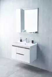 Зеркало-шкаф Aquaton Рене 80 1A222502NRC80 с подсветкой, левый белый / грецкий орех