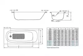 Стальная ванна BLB Universal HG 170х70 B70H б/руч 3,5 mm без отверстий для ручек, Белая