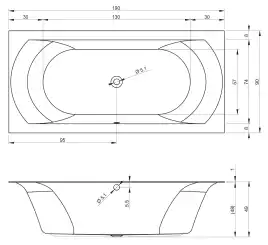 Акриловая ванна RIHO LINARES 190x90 (c тонким бортом) прямоугольная B143001005