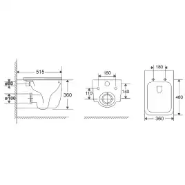 Подвесной унитаз Azario FLAVIA AZ-0076-UQ1 безободковый, смыв Торнадо, в комплекте с сидением микролифт, Белый глянцевый