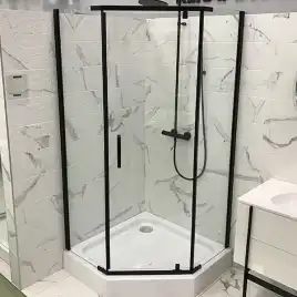 Душевой уголок AVS Трапеция 100x100 профиль черный матовый, стекло прозрачное, 803-0023-195-1010-BM-T