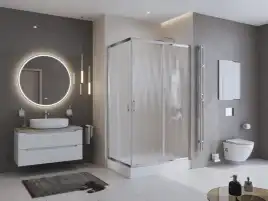 Душевой уголок BelBagno UNO-195-AH-2-120/100-CH-CR стекло шиншилла матовая, профиль Хром