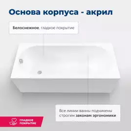 Акриловая ванна Aquanet Lotos 170х75 (311882), на каркасе, белая