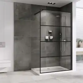 Душевая перегородка Abber Immer Offen 120 см, AG65120B, профиль Черный, стекло Прозрачное