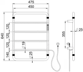 Полотенцесушитель электрический Allen Brau Priority 640х475 7.31000-31 черный electroplating