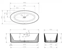 Акриловая ванна Abber 180х85 AB9327, отдельностоящая, Белая глянцевая
