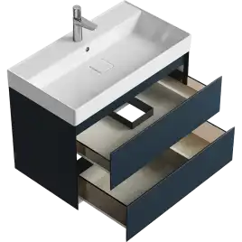 Тумба с раковиной подвесная Aqwella Geometria 80 GE01082GRM, с двумя ящиками, цвет серый