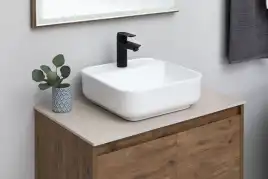 Раковина накладная Aquanet CITY-2 39х39х14 квадратная, Белая глянцевая