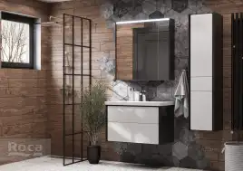Зеркальный шкаф Roca Ronda 80 ZRU9302970 с подсветкой, Антрацит / Белый глянец