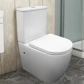 Унитаз напольный Azario VERONA AZ-8301 безободковый, смыв Торнадо, с бачком и сидением микролифт, Белый глянцевый