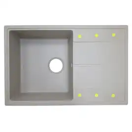 Кухонная мойка AZARIO Izmir 740х480х197 кварцевая, прямоугольная, цвет Песочный: CS00097682