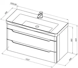 Тумба под раковину Aquanet София 105 белый глянец (2 ящика) 274116
