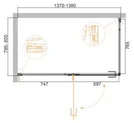 Душевой уголок CEZARES BELLAGIO-AH-1-140/80-C-NERO стекло Прозрачное, профиль Черный