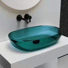 Раковина накладная ABBER KRISTALL 60х40х15,5 AT2805Aquamarin, овальная, бирюзовая