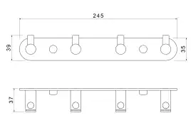 Планка с 4 крючками Aquatek Европа AQ4123BGM, Оружейная сталь