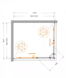 Душевой уголок CEZARES RELAX-304-AH-2-120/90-C-BORO стекло Прозрачное, профиль Брашированное золото