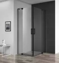 Душевой уголок CEZARES SLIDER-A-2-80/90-C-NERO профиль Черный  стекло Прозрачное