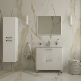 Тумба с раковиной IDDIS Brick 80, напольная, Белая, BRI80WFi95K