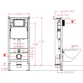 Инсталляция для подвесного унитаза AZARIO NEW AZ-501A без клавиши смыва