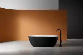 Ванна  Abber Frankfurt 170х75 AM9941BW из искусственного камня, Черно-белая матовая