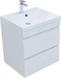Тумба под раковину Aquanet Нота New 58 2 ящика, белый глянец 335417