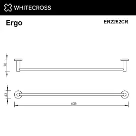 Полотенцедержатель Whitecross ERGO chrome 60 см, ER2252CR, Хром