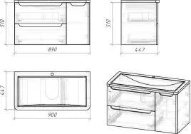 Тумба под раковину Grossman Адель 90 подвесная, белая глянцевая (109003)