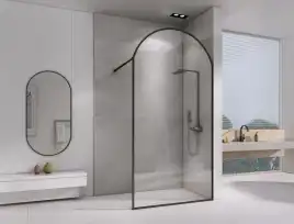 Душевая перегородка Abber Immer Offen 100 см, AG64100BN, профиль Черный, стекло Прозрачное