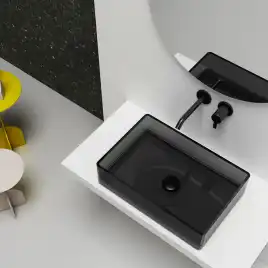 Раковина накладная ABBER KRISTALL 60х40х15 AT2803Onyx, прямоугольная, черная