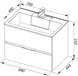 Тумба под раковину Aquanet Алвита 70 серый антрацит 183992