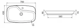 Раковина накладная Allen Brau Liberty 70х43х9 4.32011.21, Белая глянцевая