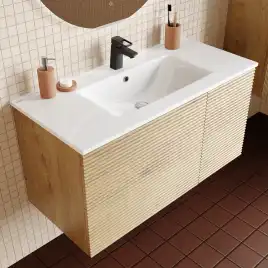 Тумба с раковиной IDDIS Bild 100, подвесная, Дуб светлый, BIL10V0i95K