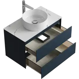 Тумба с раковиной подвесная Aqwella Geometria 80 GE01082GRM+STG814X476MW, со столешницей мрамор белый, цвет серый