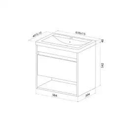 Тумба с раковиной IDDIS Zodiac X 60, подвесная, Белая, ZDX60WNi95K
