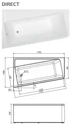 Акриловая ванна Marka One DIRECT 170х100 01дир1710л левая, Белая