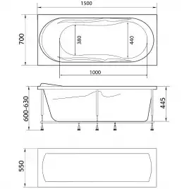 Акриловая ванна Marka One VITA 150х70 Прямоугольная белая 01вит1570