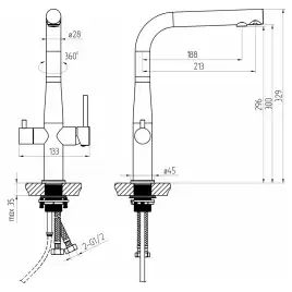 Смеситель для кухни AVS PureRiver брашированное золото, Г-образный излив, 811-160-BG