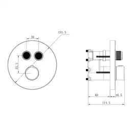 Душевая система  Vincea Inspire VSFW-3I22MT2RGM VSFW-3I22MT2RGM  с термостатом, встраиваемая, вороненная сталь