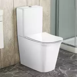 Унитаз напольный Azario VELISE AZ-1222A безободковый, с бачком и сидением микролифт, Белый глянцевый