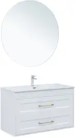 Тумба под раковину Aquanet Бостон new 100 белый сатин (ручки золото), 347183