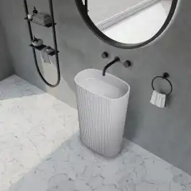 Раковина напольная ABBER STEIN 55х36х85 AS2502-H, овальная, белая матовая