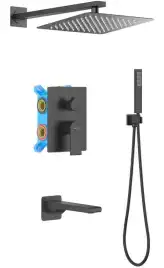 Душевая система Aquatek ЛИРА AQ1473MB, Черный матовый