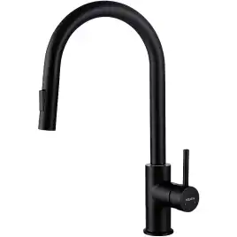 Смеситель для кухни Aquatek Европа AQ1384MB с выдвижной лейкой, Черный матовый