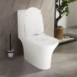 Унитаз напольный Azario FRENTO AZ-2311 безободковый, с бачком и сидением микролифт, Белый глянцевый