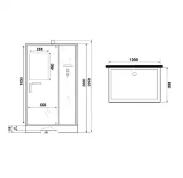 Душевая кабина Niagara Standart 100х80 ST100/80/15Q/BK низкий поддон, белый профиль, без крыши