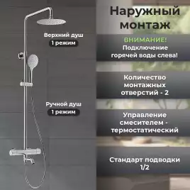Душевая система AVS Pluvia 804-002-CR, хром