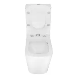 Унитаз-компакт Azario Quadro AZ-2175 напольный, безободковый, в комплекте с бачком и сиденьем микролифт, Белый глянцевый