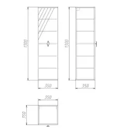 Шкаф-пенал для ванной Grossman Вива 35 подвесной, белый глянцевый (303511)