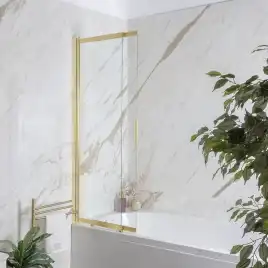 Шторка на ванну AVS Слайдер Плюс 80 см профиль брашированное золото, стекло прозрачное, 803-0011-150-82-GB-T